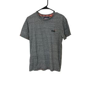 Superdry Grey Small Logo Casual Crew Neck Slim‎ Fit Tee T Shirt Men's Large